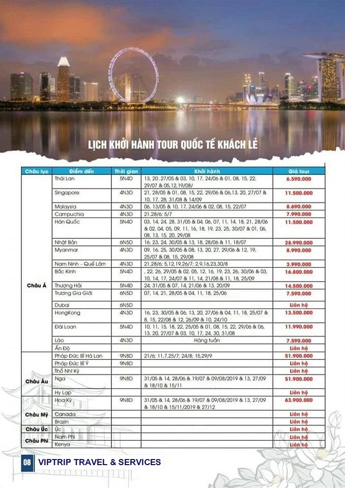 tour du lịch trong nước và quốc tế