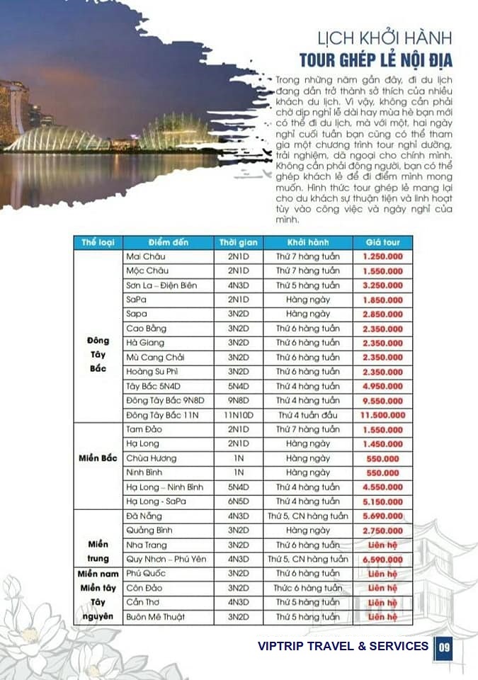 tour du lịch trong nước và quốc tế